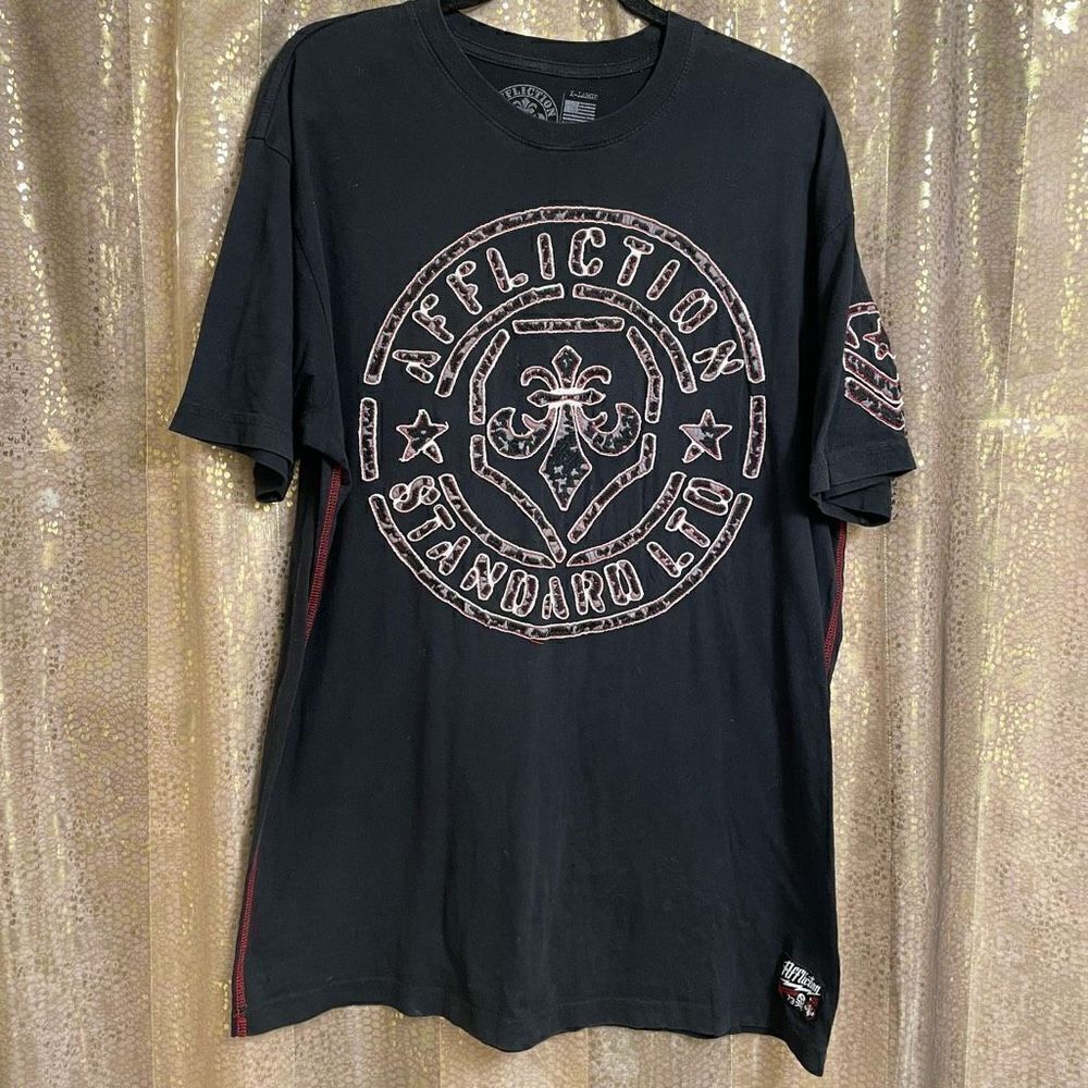 Affliction Black Radar Tech Mens T-Shirt, XL‎